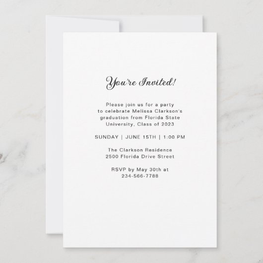 Formele Elegant de Uitnodiging van het Afstuderen  (Achterkant)