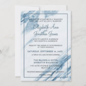 Formele Elegant Dusty Blue Marble Wedding Kaart (Voorkant)