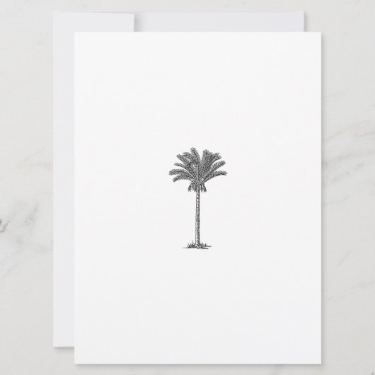 Formele Elegant Palm Tree Tropical Island Wedding Kaart (Achterkant)