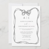 Formele Elegant Zwart-wit Bow Monogram QR Code Kaart (Voorkant)