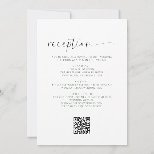 Formele Elegant Zwart-wit Bow Monogram QR Code Kaart (Achterkant)