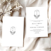 Formele Elegant Zwart Wit Crest Wedding Kaart