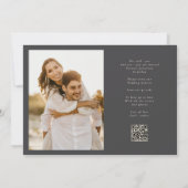 Formele Elegante Beige Calligrafie QR Code Foto Save The Date (Achterkant)