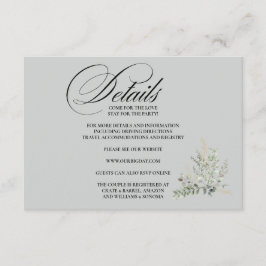 Formele Elegante Bijkaart Details Informatiekaartje