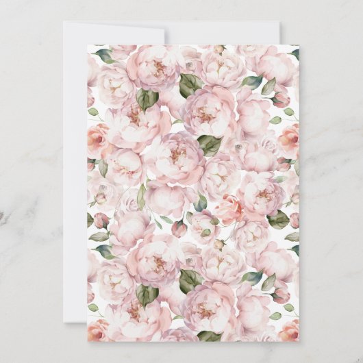 Formele Elegante Blush Roze Bloemen Quinceanera Kaart (Achterkant)