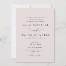 Formele elegante blush roze trouwuitnodiging