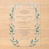 Formele Elegante Botanische Huwelijk Acryl Uitnodigingen (Voorkant)