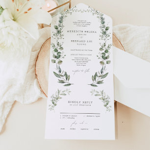 Formele Elegante Botanische Huwelijk All In One Uitnodiging