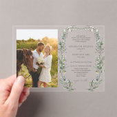 Formele Elegante Botanische Huwelijksfoto Horizont Acryl Uitnodigingen (Insitu (Draagbaar))