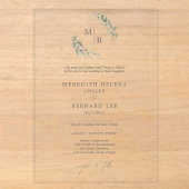 Formele Elegante Botanische Monogram Bruiloft Acryl Uitnodigingen (Voorkant)
