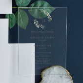 Formele Elegante Botanische Monogram Huwelijk Acryl Uitnodigingen