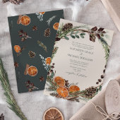 Formele Elegante Dark Boho Citrus Greenery Wedding Kaart