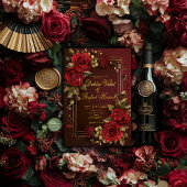 Formele Elegante Donker Bourgondië & Gouden Roos b Kaart