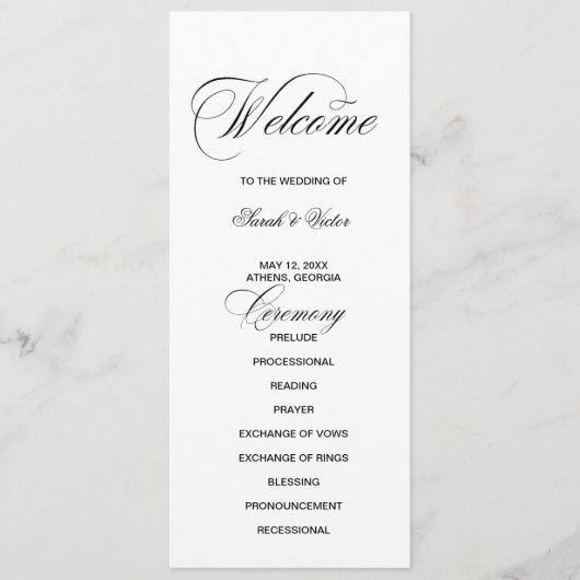 Formele Elegante dubbele zijprogrammakaart Programmakaart (Voorkant)