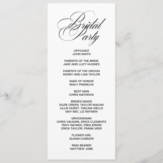 Formele Elegante dubbele zijprogrammakaart Programmakaart (Achterkant)