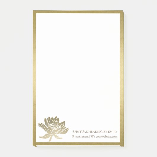 FORMELE ELEGANTE FAUX GOUDEN LOTUS BLOEMENBEDRIJF POST-IT® NOTES (Voorkant)