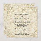 Formele Elegante Gouden Accent Floral Wedding Uitn Kaart (Voorkant / Achterkant)