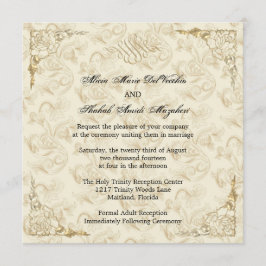 Formele Elegante Gouden Accent Floral Wedding Uitn Kaart