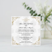 Formele Elegante Gouden Accent Floral Wedding Uitn Kaart (Staand voorkant)