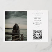 Formele Elegante Gouden Kalligrafie QR Code Foto Folie Uitnodiging (Achterkant)