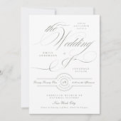 Formele Elegante Grijs Groen Huwelijk | Details Te Kaart (Voorkant)