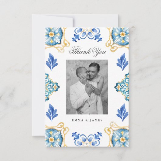 Formele Elegante Italiaanse Tegels bruiloft Dank u Bedankkaart (Voorkant)