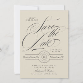 Formele Elegante Kalligrafie Black Tie Foto Save The Date