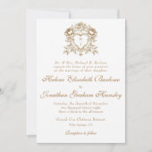 Formele Elegante Kalligrafie Crest Bruiloft Kaart (Voorkant)