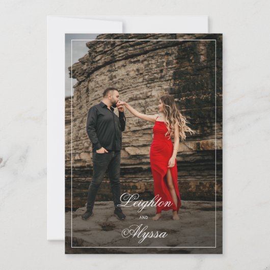 Formele Elegante Kalligrafie Foto Overlay bruiloft Kaart (Achterkant)