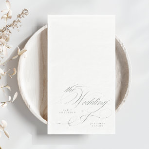 Formele Elegante Kalligrafie Grijs Groen Huwelijk Servet