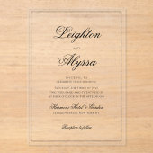 Formele Elegante Kalligrafie Heldere Overlay Bruil Acryl Uitnodigingen (Voorkant)