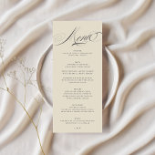 Formele Elegante Kalligrafie Houtskool Beige Weddi Menu