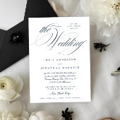 Formele elegante kalligrafie Navy Blue De bruiloft Kaart