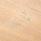 Formele Elegante Kalligrafie Sage Groen De Bruilof Acryl Uitnodigingen (Laagn)