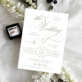 Formele Elegante Kalligrafie Sage Groen De Bruilof Kaart