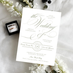 Formele Elegante Kalligrafie Sage Groen De Bruilof Kaart