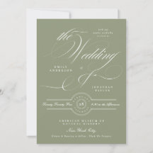 Formele Elegante Kalligrafie Sage Groene Bruiloft