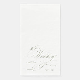 Formele Elegante Kalligrafie Sage Groene Bruiloft Servet
