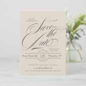 Formele Elegante Kalligrafie Trouwwebsite Foto Save The Date (Staand voorkant)