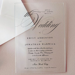 Formele Elegante Kalligrafie Tuxedo De Bruiloft Acryl Uitnodigingen