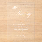 Formele Elegante Kalligrafie Tuxedo De Bruiloft Acryl Uitnodigingen (Voorkant)