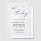 Formele Elegante Kalligrafie Tuxedo De Bruiloft Vellum Uitnodigingen (Offset)