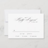 Formele Elegante Kalligrafie Zwart Stropdas Bruilo RSVP Kaartje (Voorkant)