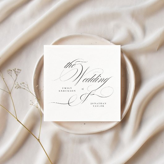 Formele Elegante Kalligrafie Zwart Stropdas Bruilo Servet