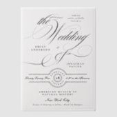 Formele Elegante Kalligrafie Zwart Stropdas Bruilo Vellum Uitnodigingen (Voorkant)