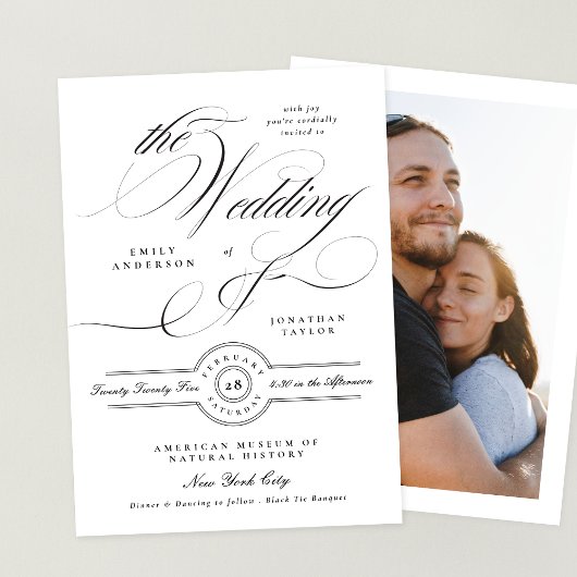 Formele Elegante Kalligrafie Zwart Stropdas Fotobr Kaart