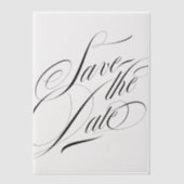 Formele Elegante Kalligrafie Zwart Stropdas Save T Vellum Uitnodigingen (Voorkant)