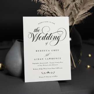 Formele Elegante Kalligrafie Zwart Wit Bruiloft Kaart