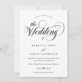 Formele Elegante Kalligrafie Zwart Wit Bruiloft Kaart (Voorkant)