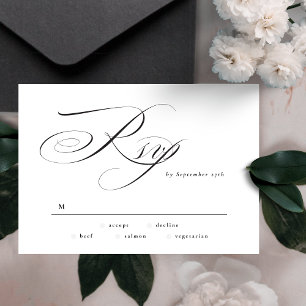 Formele Elegante Kalligrafie Zwartgallige Huwelijk RSVP Kaartje